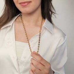 Collana 70cm Unisex Bicolore a maglia tridimensionale Chevron foto indossata
