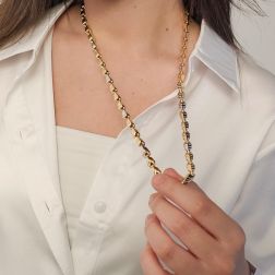 Photo of worn 70cm Unisex Two-Tone Necklace with 3D Chevron Link Pattern