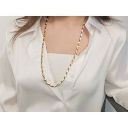 Photo of worn 70cm Unisex Two-Tone Necklace with 3D Chevron Link Pattern