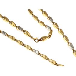 Unisex Two-Tone Necklace with 3D Chevron Link Pattern