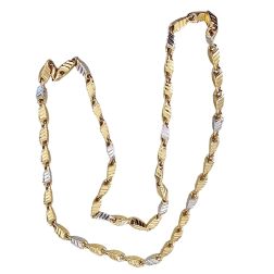 70cm Unisex Two-Tone Necklace with 3D Chevron Knit Pattern