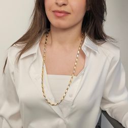 Photo of worn 70cm Unisex Two-Tone Necklace with 3D Chevron Link Pattern