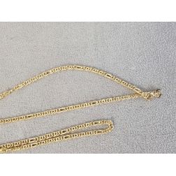 50cm x 2.50mm Yellow Gold 3+1 Tiger link chain Necklace