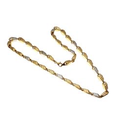 Unisex Two-Tone Necklace with 3D Chevron link Pattern