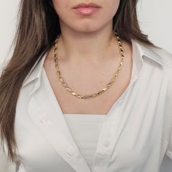 Collana 50cm Unisex Bicolore a maglia tridimensionale Chevron foto indossata