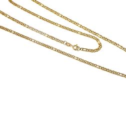 50cm x 2.50mm Yellow Gold 3+1 Tiger link chain Necklace