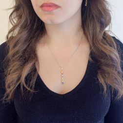Photo of worn Tennis Pendant with Multicolored Sapphires and Diamonds