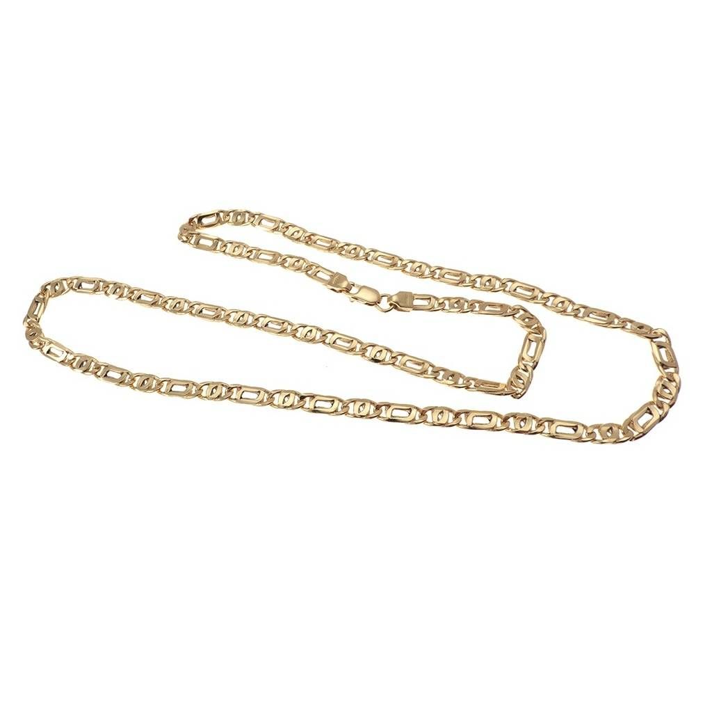 Collana maglia 1+1 tigre e pernice sfaccettata oro giallo 50cm x 4.40mm