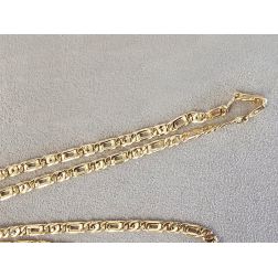 Collana maglia 1+1 tigre e pernice sfaccettata oro giallo 50cm x 4.40mm