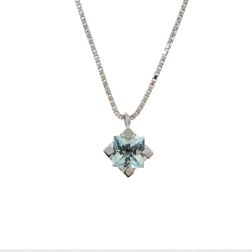 Girocollo punto luce Sparkle Acquamarina Carrè 4mm