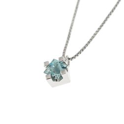 Light Point Sparkle Necklace Aquamarine Square 4mm
