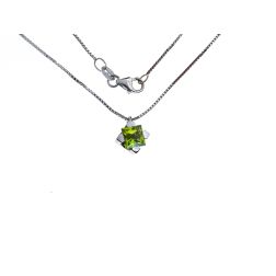 Light Point Sparkle Necklace Peridot Square 5mm