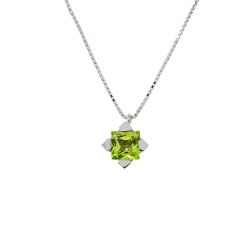 Light Point Sparkle Necklace Peridot Square 5mm