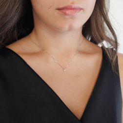 Photo of worn Faceted Circle Light Point Necklace 0.012ct - 3.30mm
