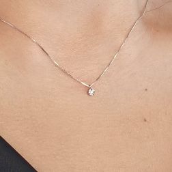 Photo of worn Faceted Circle Light Point Necklace 0.012ct - 3.30mm