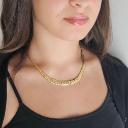 Photo of worn 10mm - 6mm ‘Cobra’ scaled 44cm necklace