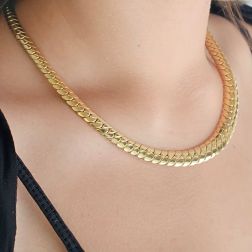 Photo of worn 10mm - 6mm ‘Cobra’ scaled 44cm necklace