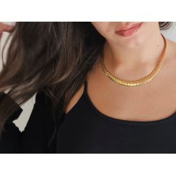 Photo of worn 10mm - 6mm ‘Cobra’ scaled 44cm necklace