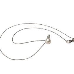Collana Perla Akoya 7mm con Diamante 0.041ct
