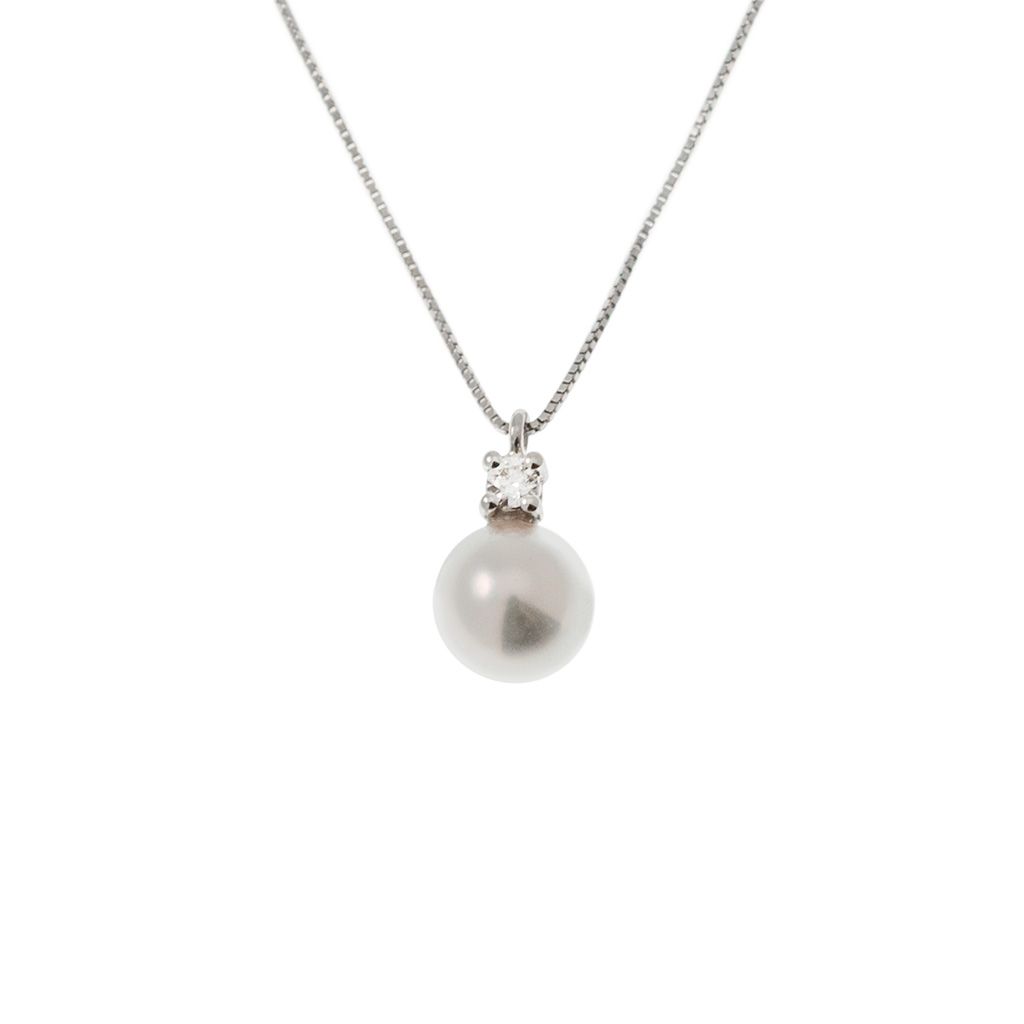 Collana Perla Akoya 7mm con Diamante 0.041ct