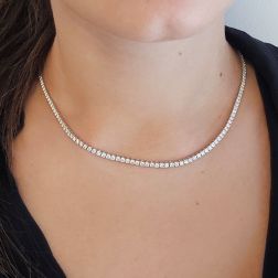 Photo of worn Scalar Diamond Tennis 40cm Necklace White Gold
