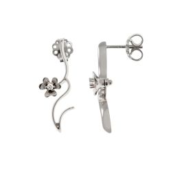Blossom Wave Flower Earrings with Diamonds