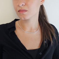 Photo of worn Scalar Diamond Tennis 40cm Necklace White Gold
