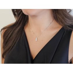 Photo of worn Scalar Trilogy Necklace in White Gold 4.4mm - 3mm