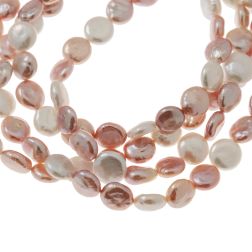 Collana Lunga 112cm Perle Rosa a bottone senza chiusura