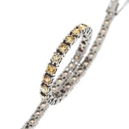 Bracciale Tennis Diamanti Gialli e Brown