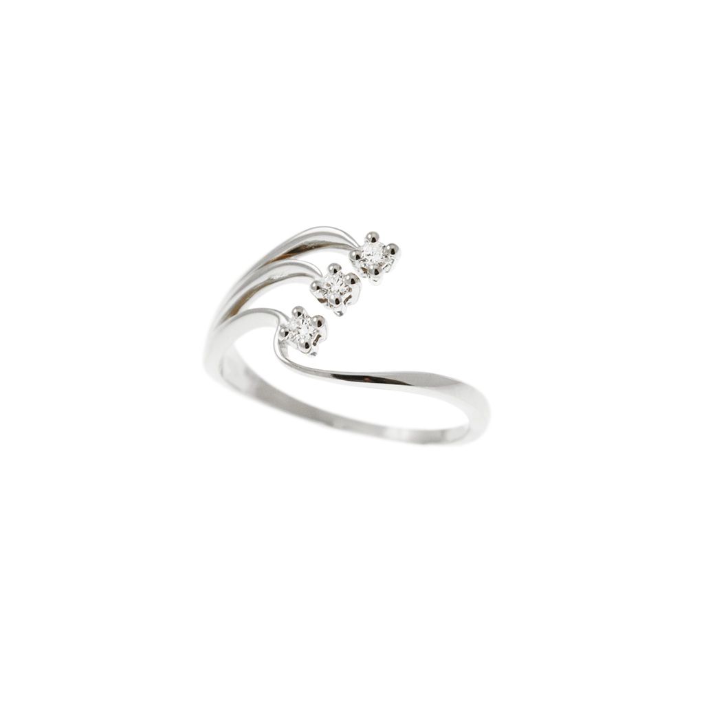 Anello Trilogy in Oro Bianco e Diamanti a tre fili