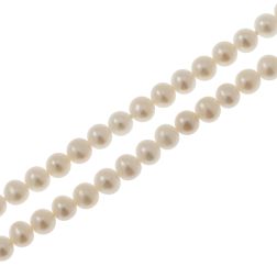 89cm Long Necklace White Pearls without clasp