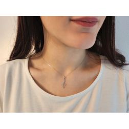 Photo of worn Treble Clef Pendant with Heart in White Gold 0.6mm