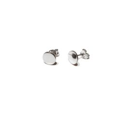 Round Flat white Gold Earrings