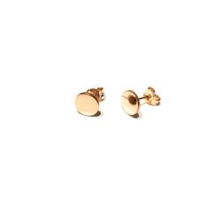 Round Flat pink Gold Earrings