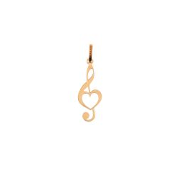 Treble Clef Pendant with Heart in Rose Gold 0.6mm