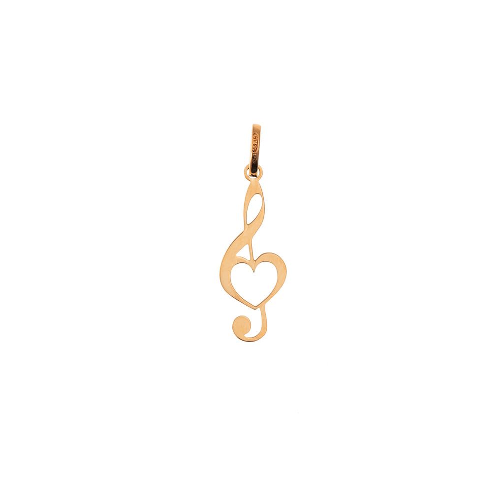 Ciondolo Chiave di Violino con Cuore Forato Oro Rosa.