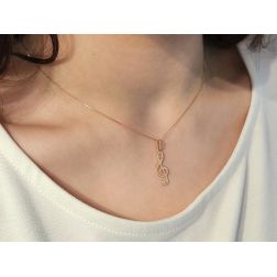 foto indossata Ciondolo Chiave di Violino oro rosa - 0.6mm