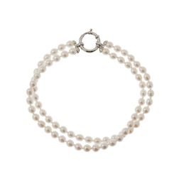 Double strand Fresh Water Pearl bracelet with white gold clasp