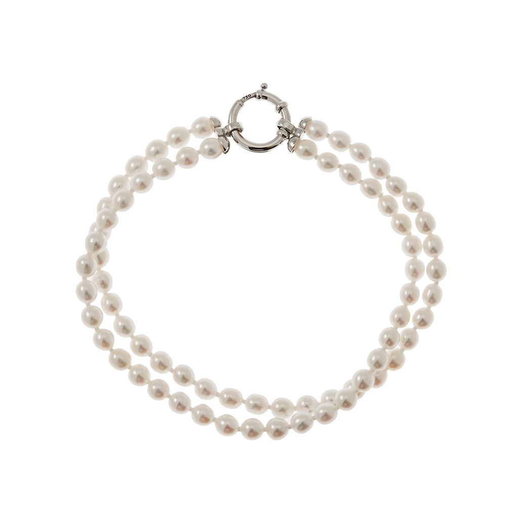 Double strand Fresh Water Pearl bracelet with white gold clasp