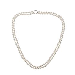 Double strand Fresh Water Pearl Necklace with White Gold Clasp