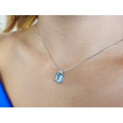 Collana Ciondolo Acquamarina Ottagonale foto indossata