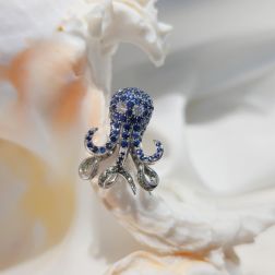 Spilla Polpo Zaffiri Blu