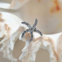 Starfish Earrings with Diamonds in White Gold