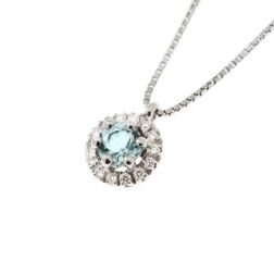 Girocollo Veneta 0.7mm Punto Luce Acquamarina Contornato Oro Bianco - 7mm