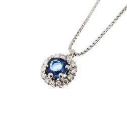 Girocollo Veneta 0.7mm Punto Luce Zaffiro Blu Contornato Oro Bianco - 7mm