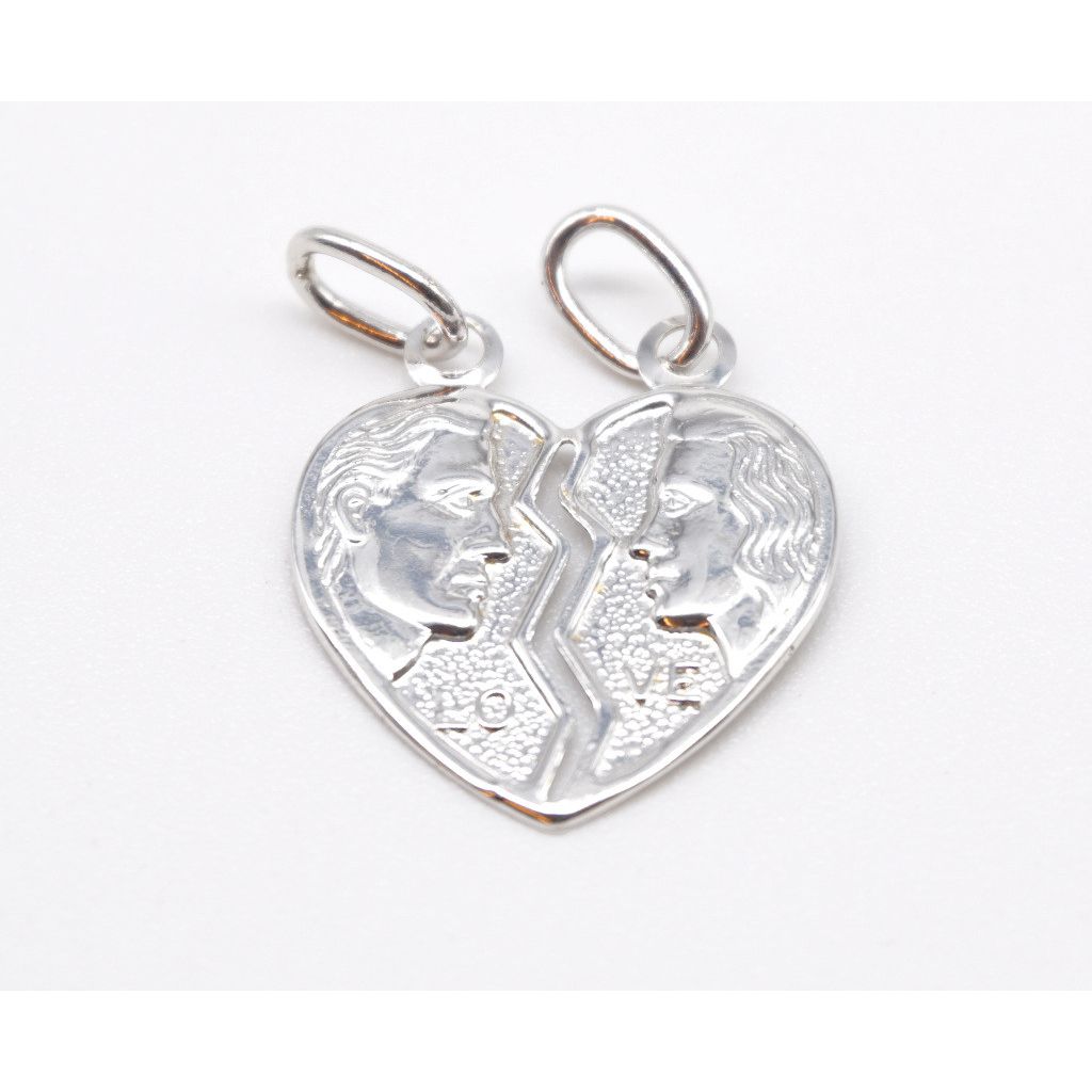 Love medal big heart white 18kts gold