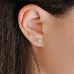 Photo of worn Single Aquamarine Stud Earring 4mm