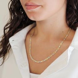 Photo of worn Two-tone 1+1 Figaro Necklace 50cm x 4.40mm