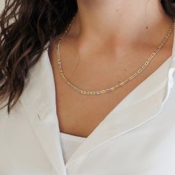 Collana 1+1 pernice & tigre bicolore 50cm x 3.20mm foto indossata